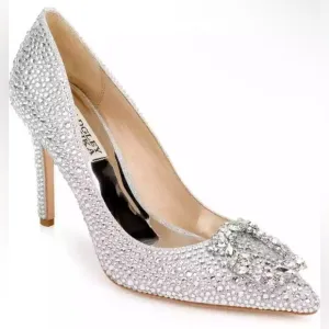 NWT $265 Badgley Mischka Silver Crystal Sparkly Wedding Luxe Pumps Shoes Heels 8