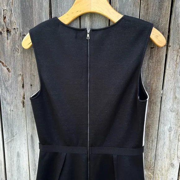 NWT ABS Allen Schwartz Vintage Y2K Sleeveless Sheath Scuba Dress Black Cream 10