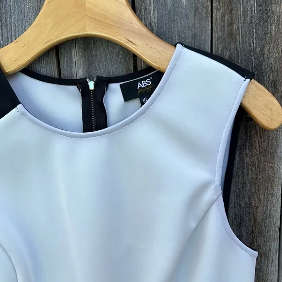 NWT ABS Allen Schwartz Vintage Y2K Sleeveless Sheath Scuba Dress Black Cream 10