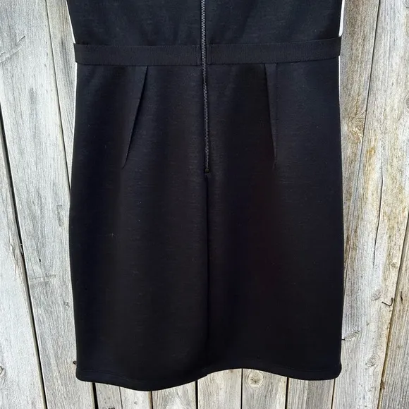 NWT ABS Allen Schwartz Vintage Y2K Sleeveless Sheath Scuba Dress Black Cream 10