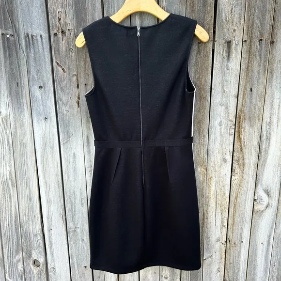 NWT ABS Allen Schwartz Vintage Y2K Sleeveless Sheath Scuba Dress Black Cream 10