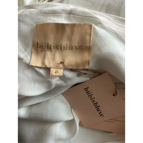 NWT Bubish Farah Feather Trim Slip Dress in White Size S $449