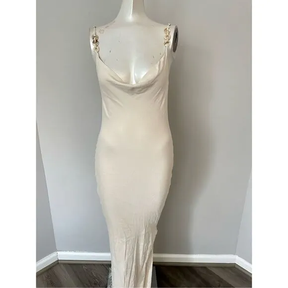 NWT Bubish Farah Feather Trim Slip Dress in White Size S $449