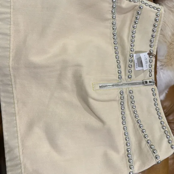 NWT Coach cream miniskirt with silver studs