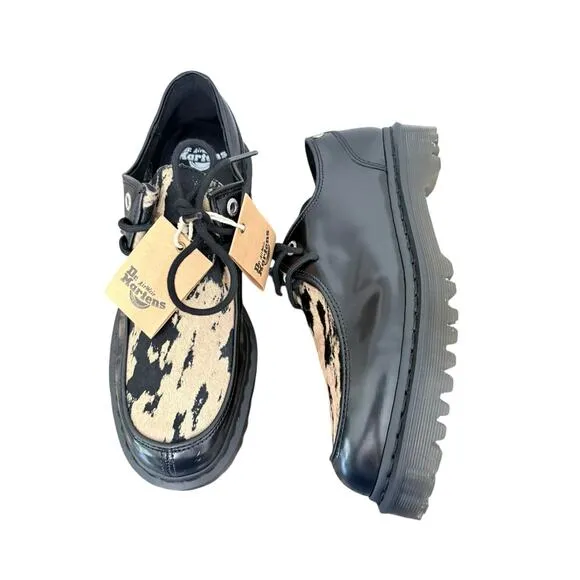 NWT! Dr. Martens Zeffir 3i Bex Buttero Hair On Shoes in Black Beige - Size 11