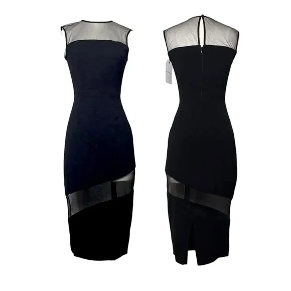 NWT Dress The Population Valerie Sheer Bodycon Midi Dress Small