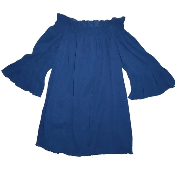 NWT English Factory Off Shoulder Ruffle Mini Dress With Bow Tie Size S