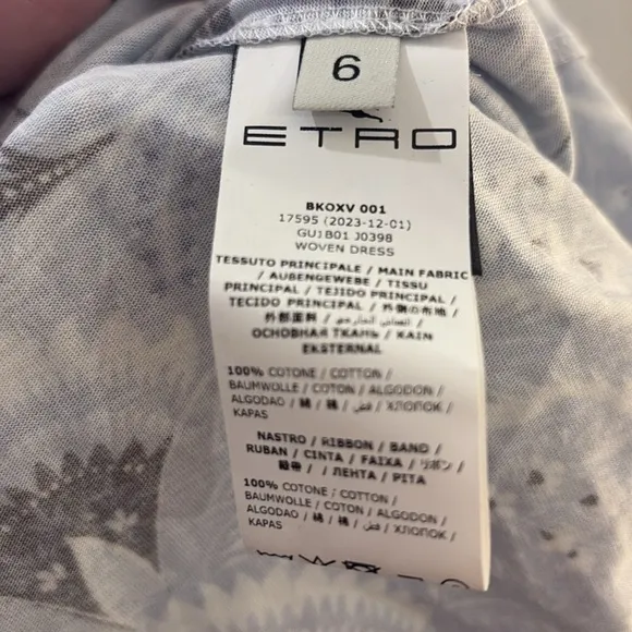 NWT [Etro] Milano Floral &amp; Paisley Print Zip-Up Woven Shirt Dress Girls Size 6