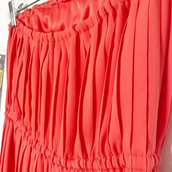 NWT Gianni Binni Coral Plisse Pleated Strapless Dress Size Small