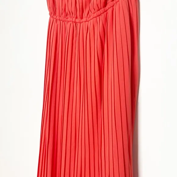NWT Gianni Binni Coral Plisse Pleated Strapless Dress Size Small