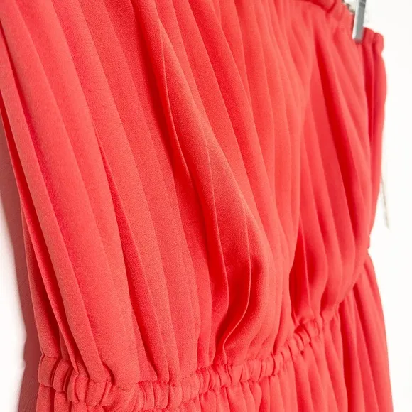 NWT Gianni Binni Coral Plisse Pleated Strapless Dress Size Small