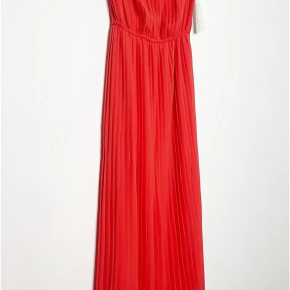 NWT Gianni Binni Coral Plisse Pleated Strapless Dress Size Small