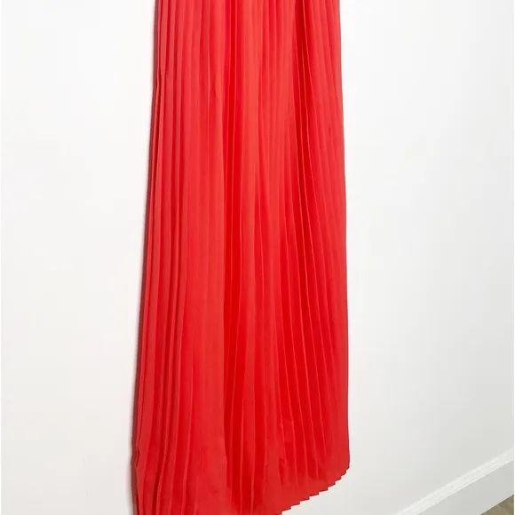 NWT Gianni Binni Coral Plisse Pleated Strapless Dress Size Small