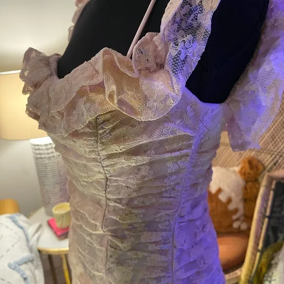 🎀NWT Hello Monday Monday to Sunday Lace Off Shoulder Mini Dress Sz 8/L Coquette