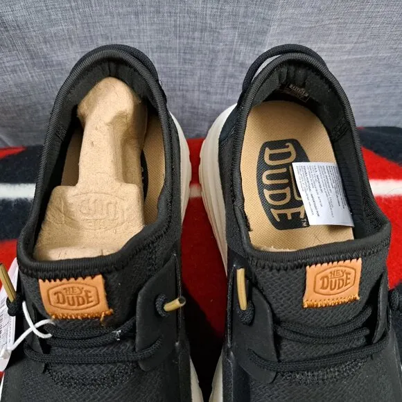 NWT Hey Dude Men Shoes Bneakers Black Sirocco Neutrals Size 10