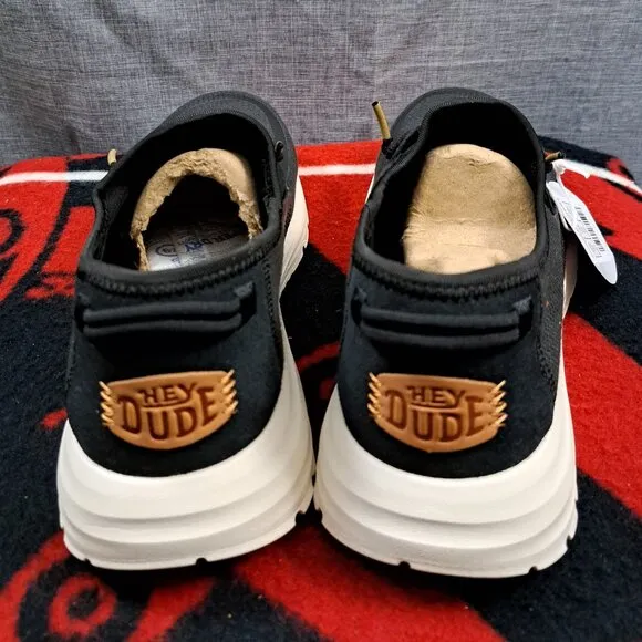 NWT Hey Dude Men Shoes Bneakers Black Sirocco Neutrals Size 10