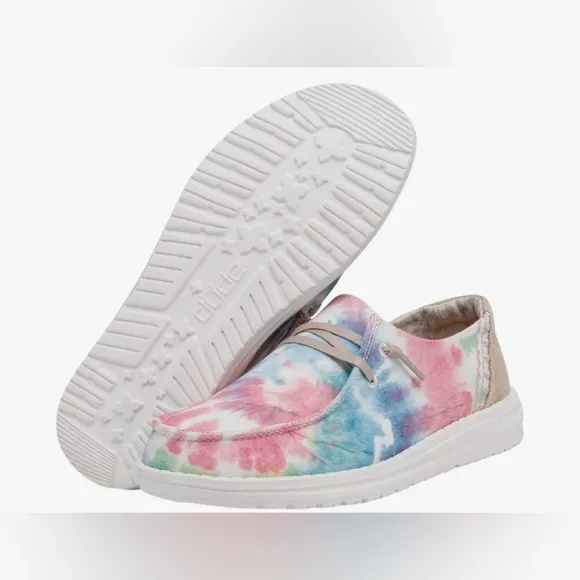 NWT. HEY DUDE  Wendy Boho Girl's Tie-Tyed Casual slip-on shoes