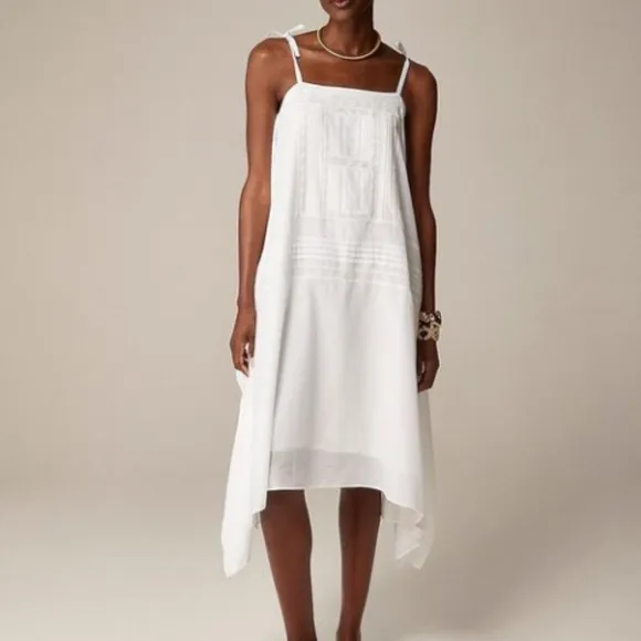 NWT J.Crew White Handkerchief midi dress SZ S