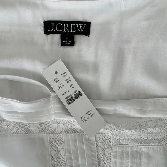 NWT J.Crew White Handkerchief midi dress SZ S