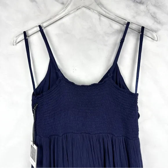 NWT Jessica Simpson Maternity Tiered Midi Maxi Dress Sleeveless Navy Blue Boho S