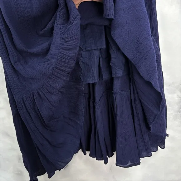 NWT Jessica Simpson Maternity Tiered Midi Maxi Dress Sleeveless Navy Blue Boho S