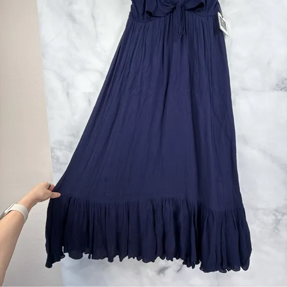NWT Jessica Simpson Maternity Tiered Midi Maxi Dress Sleeveless Navy Blue Boho S