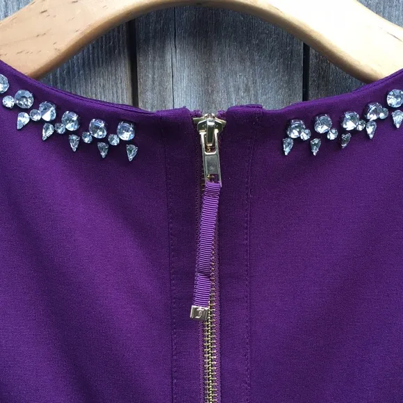 NWT Juicy Couture Rhinestone Embellished Mixed Fabric Mini Dress Purple S