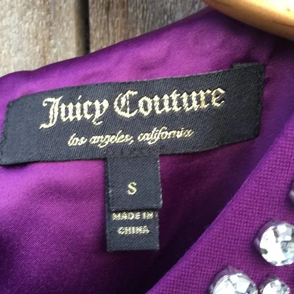 NWT Juicy Couture Rhinestone Embellished Mixed Fabric Mini Dress Purple S