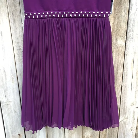 NWT Juicy Couture Rhinestone Embellished Mixed Fabric Mini Dress Purple S