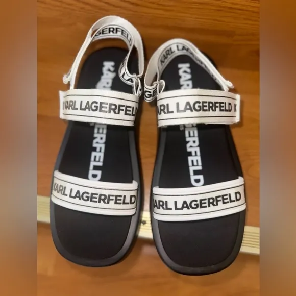 NWT karl Lagerfeld Black &amp; White Sandals Size 10