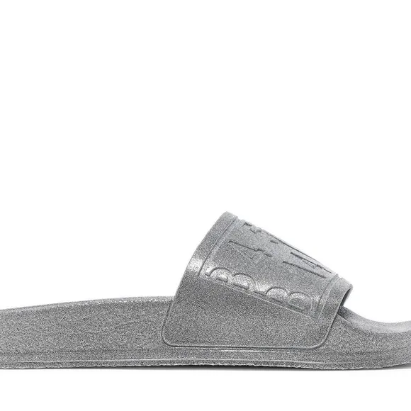NWT Maison Margiela MM6 Hotel Pool Slides in silver glitter women’s IT41 / US 11