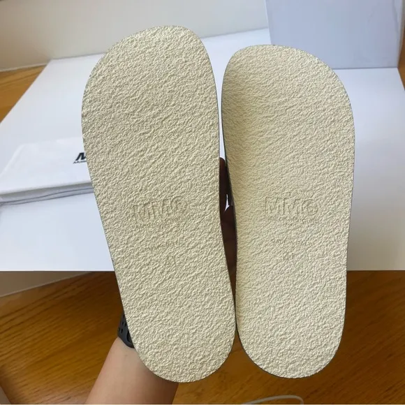 NWT Maison Margiela MM6 Hotel Pool Slides in silver glitter women’s IT41 / US 11