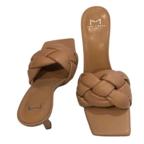 NWT Marc Fisher Tan Slide Sandal Heels 8