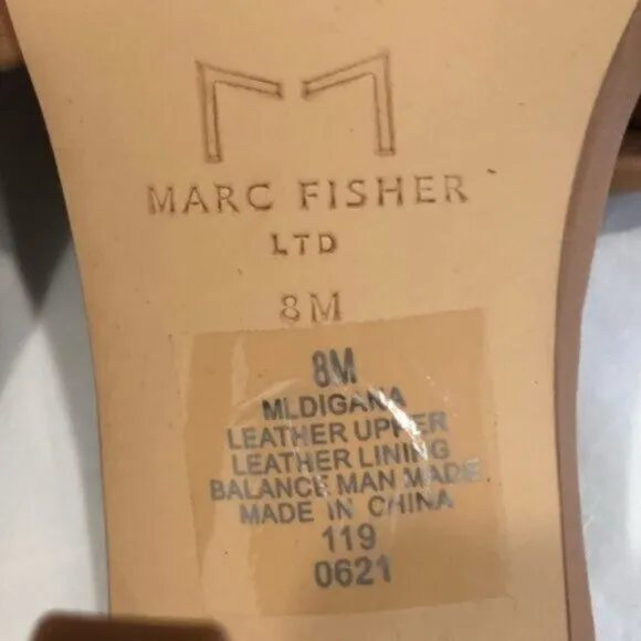 NWT Marc Fisher Tan Slide Sandal Heels 8