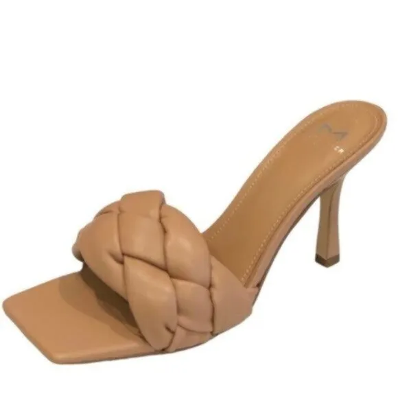 NWT Marc Fisher Tan Slide Sandal Heels 8