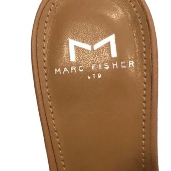 NWT Marc Fisher Tan Slide Sandal Heels 8