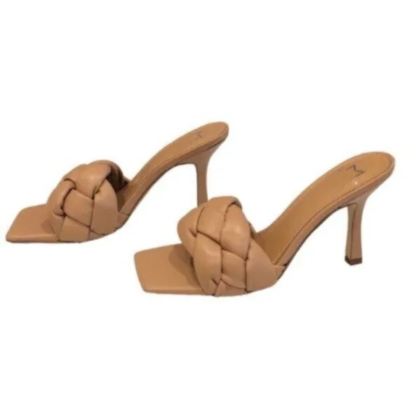 NWT Marc Fisher Tan Slide Sandal Heels 8