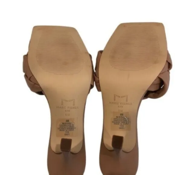 NWT Marc Fisher Tan Slide Sandal Heels 8