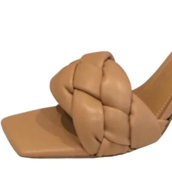 NWT Marc Fisher Tan Slide Sandal Heels 8