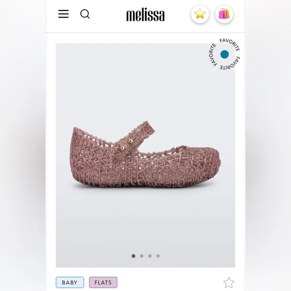 NWT MINI MELISSA Campana Kids Flats In Rose Gold Glitter Size 6T