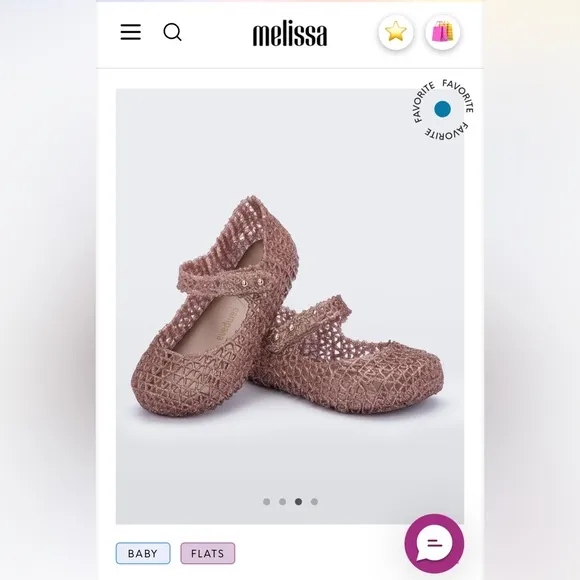 NWT MINI MELISSA Campana Kids Flats In Rose Gold Glitter Size 6T