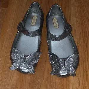 NWT Mini Melissa fly shiny glitter shoes,10