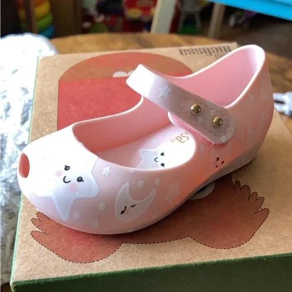 NWT MINI MELISSA Pink Sweet Dreams Ultragirl Mary Jane Flats Glow in the Dark