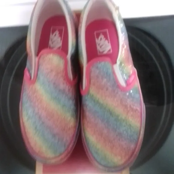 NWT NIB Vans Kids Rainbow Glitter Shoes