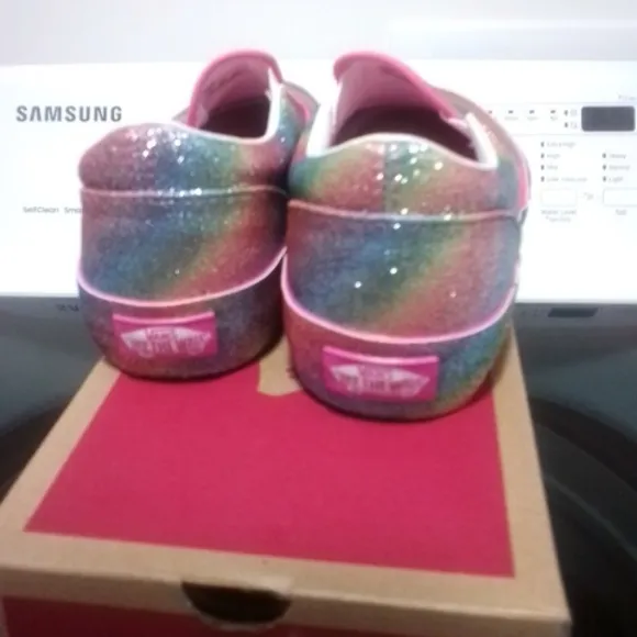 NWT NIB Vans Kids Rainbow Glitter Shoes