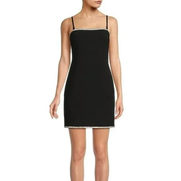 NWT RACHEL ROY Women's Veronica Rhinestone Embellished Trim Mini Sheath Dress