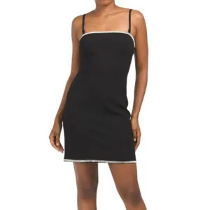 NWT RACHEL ROY Women's Veronica Rhinestone Embellished Trim Mini Sheath Dress