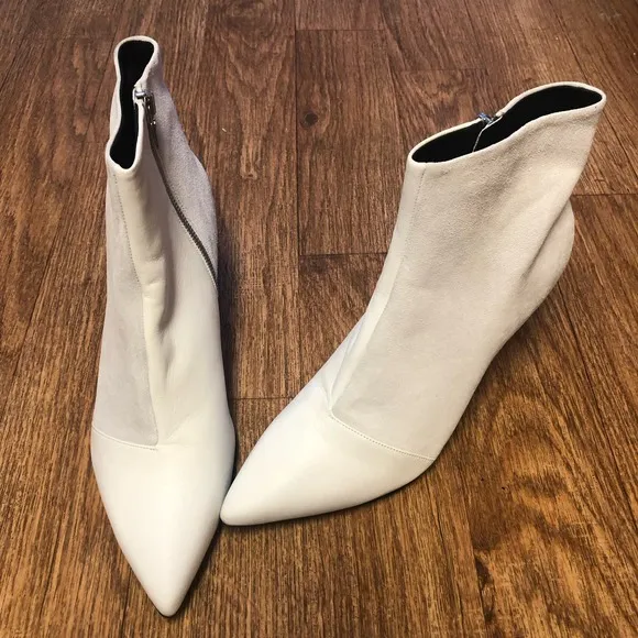 NWT Rag &amp; Bone Beha White Suede Leather Stiletto Ankle Boot Size 11 (41)
