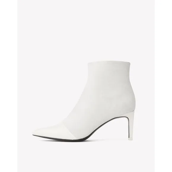 NWT Rag &amp; Bone Beha White Suede Leather Stiletto Ankle Boot Size 11 (41)