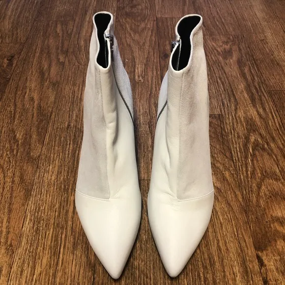 NWT Rag &amp; Bone Beha White Suede Leather Stiletto Ankle Boot Size 11 (41)